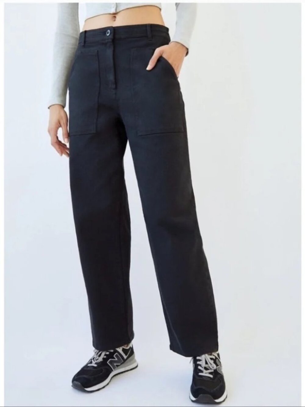 Aritzia Wilfred Free Black Modern Utility Pants High Rise Straight Leg, Size: 2